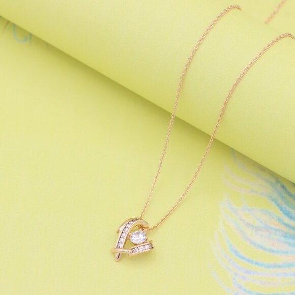 "Rose Gold Heart Pendant Necklace with Sparkling Stone Accents, XPBL0870 - Picture 7 of 13